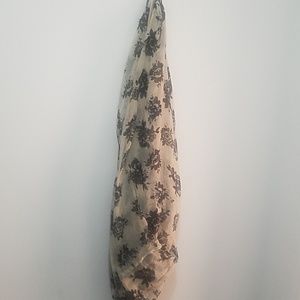 Floral Black rose print sheer scarf
